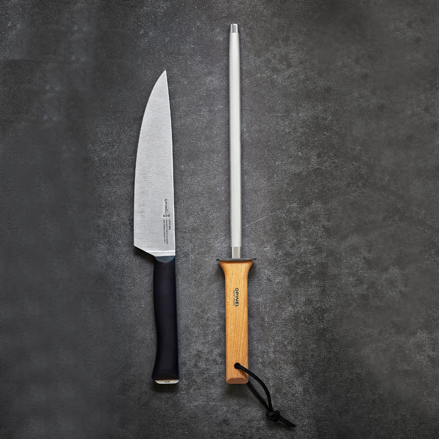 Opinel 10 Inch Diamond Coated Steel Sharpening Rod, Knife Sharpener for Kitchen Knives and Tools, Beech Wood Handle, Leather Lanyard,One Size - Image 5