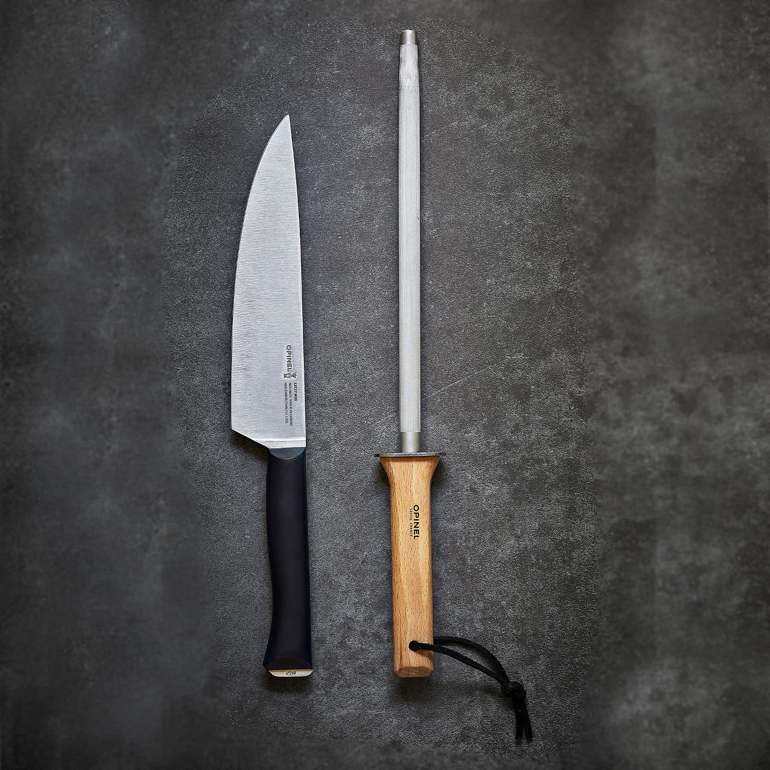 Opinel 10 Inch Honing Steel Sharpening Rod, Knife Sharpener for Kitchen Knives and Tools, Beech Wood Handle, Leather Lanyard - Image 4