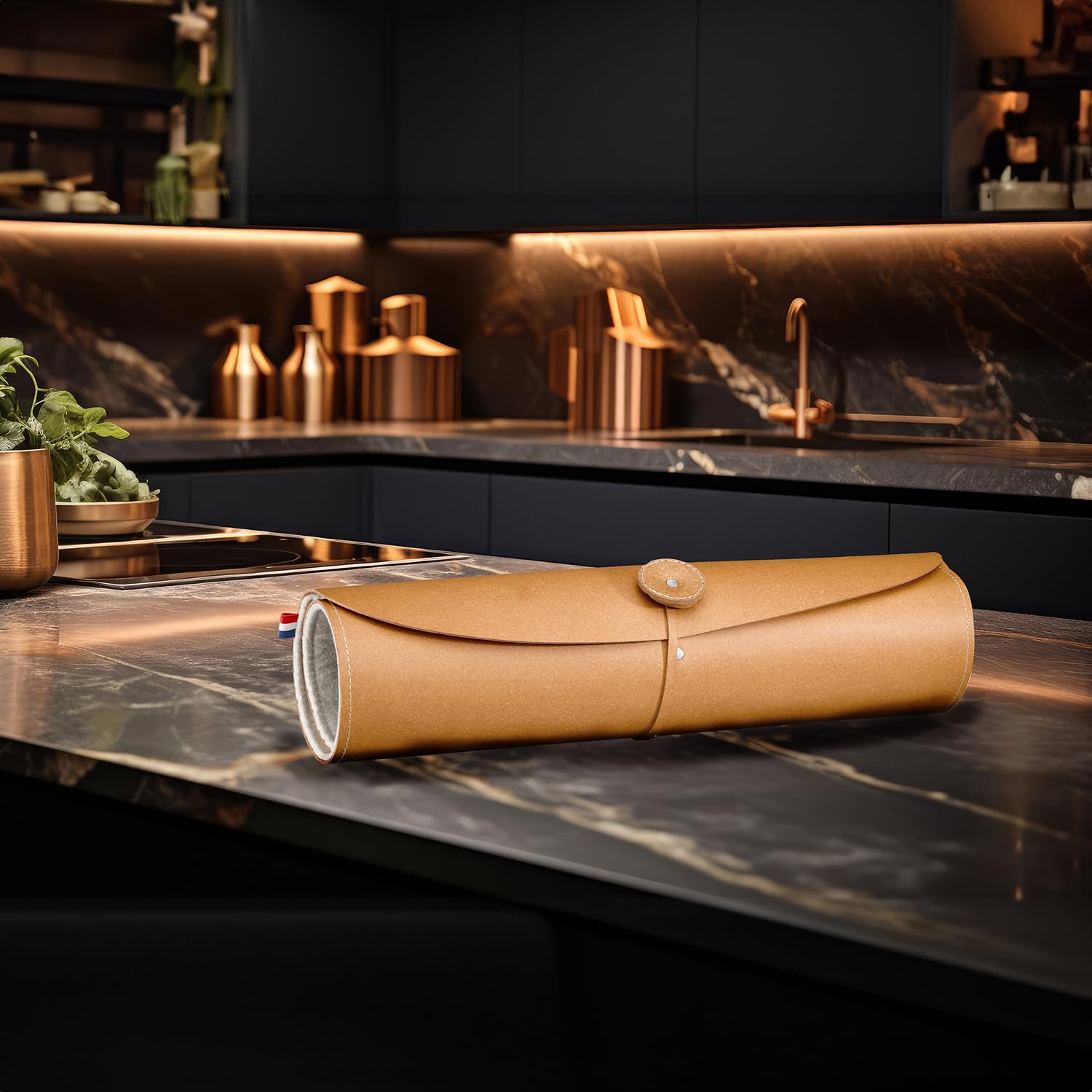 OPINEL 8 Slot Recycled Leather Knife Roll, Fits up to 8 Chef Knives, Made in France - Image 5