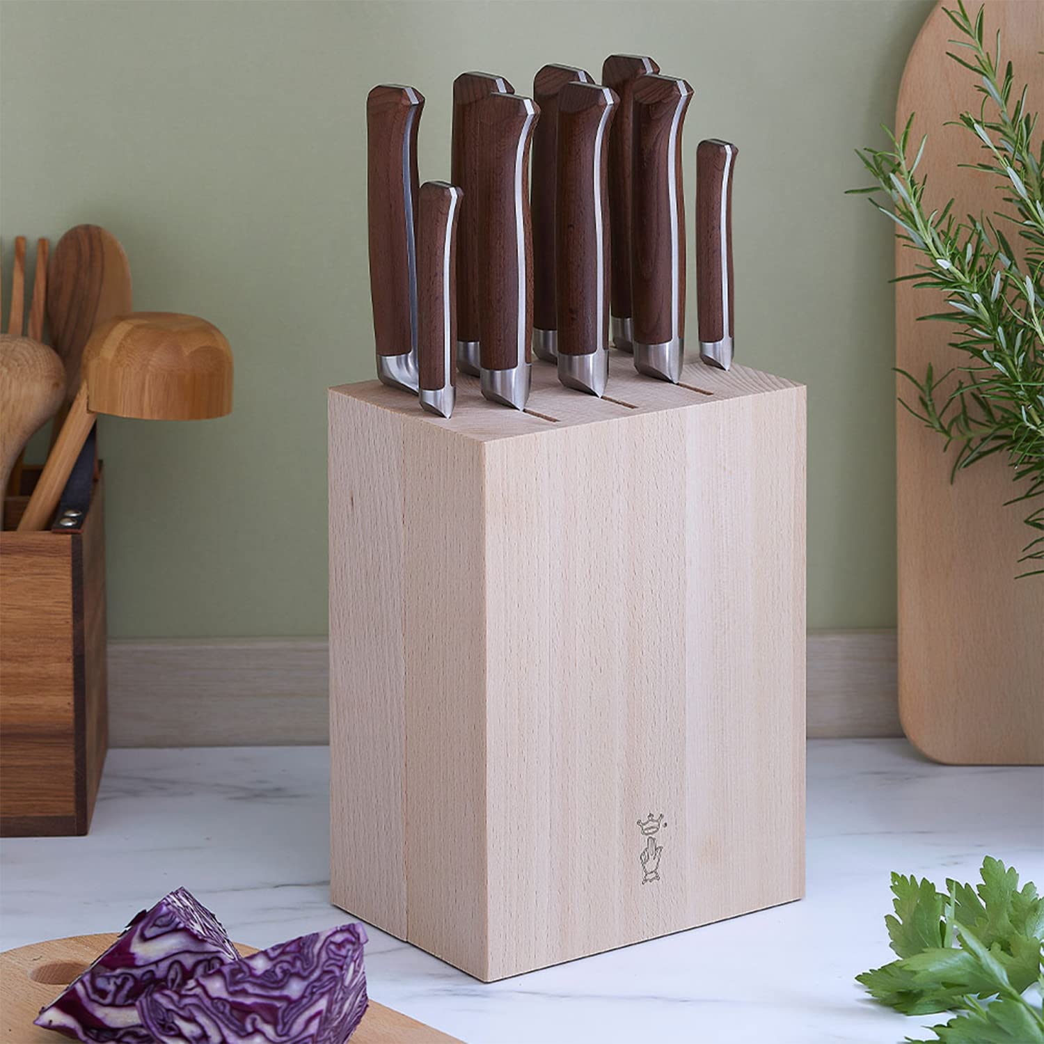 OPINEL - Beech Wood Knife Storage Block - Simple and elegant design - Your kitchen knives always at hand and protected - For 9 knives - Image 5