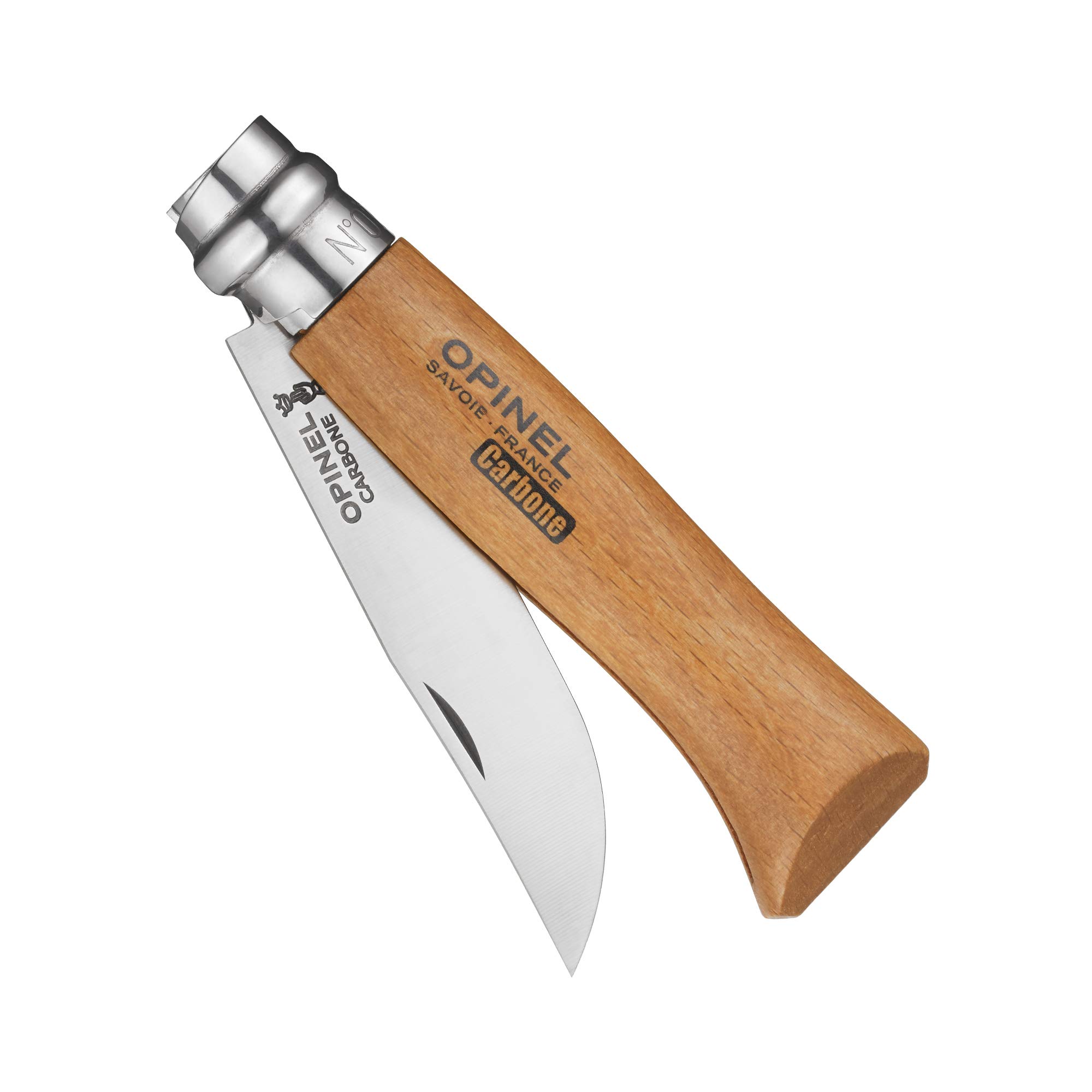Opinel Carbon No. 8 Folding Pocket Knife with Sheath, Wooden Slide Gift Box - Image 4