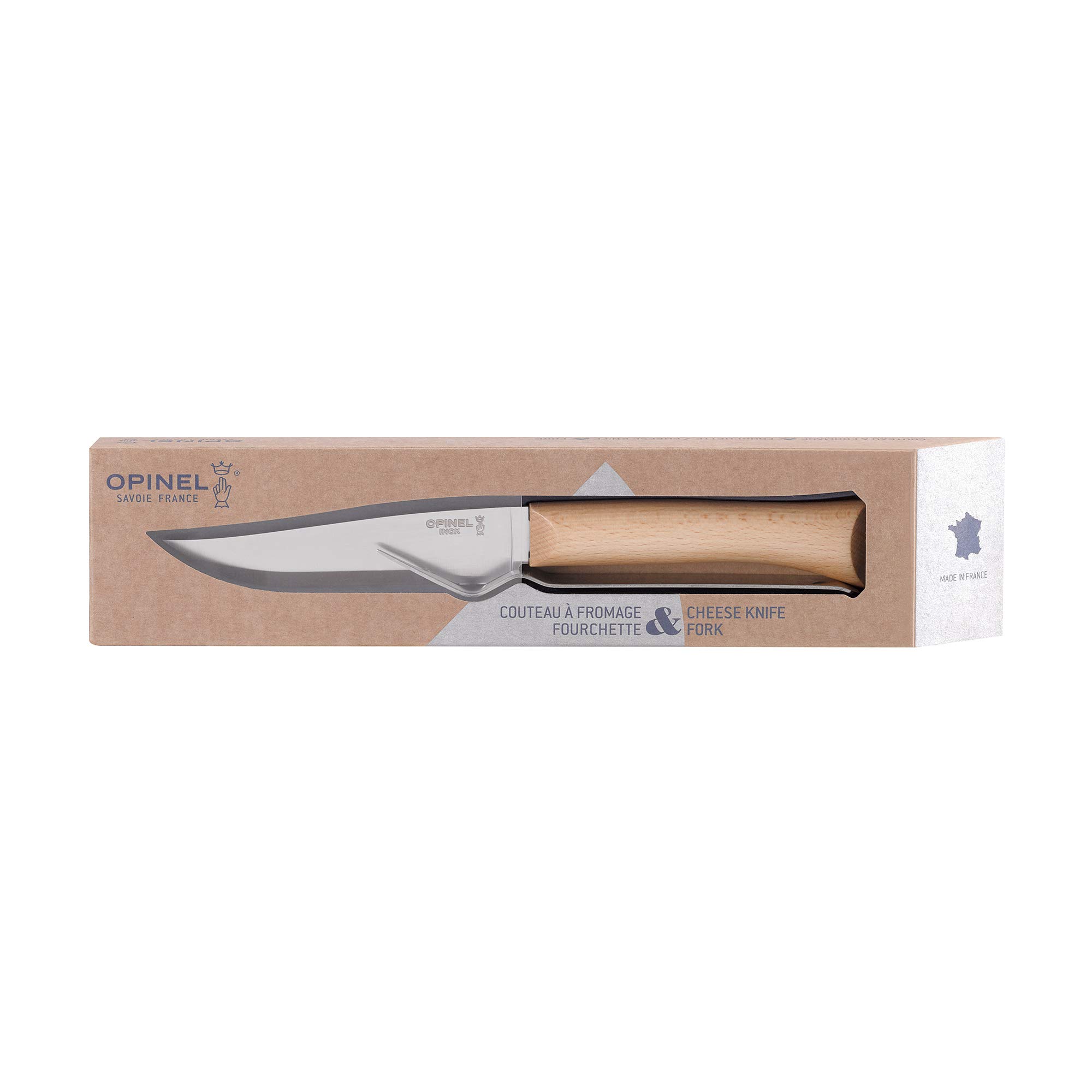Opinel Cheese Knife and Fork Set, Dinner Parties, Fine Dining Platters, Picnics, and Everyday Use, Sustainably Harvested Beech Wood Handles, Made in France, One Size, (001834) - Image 7