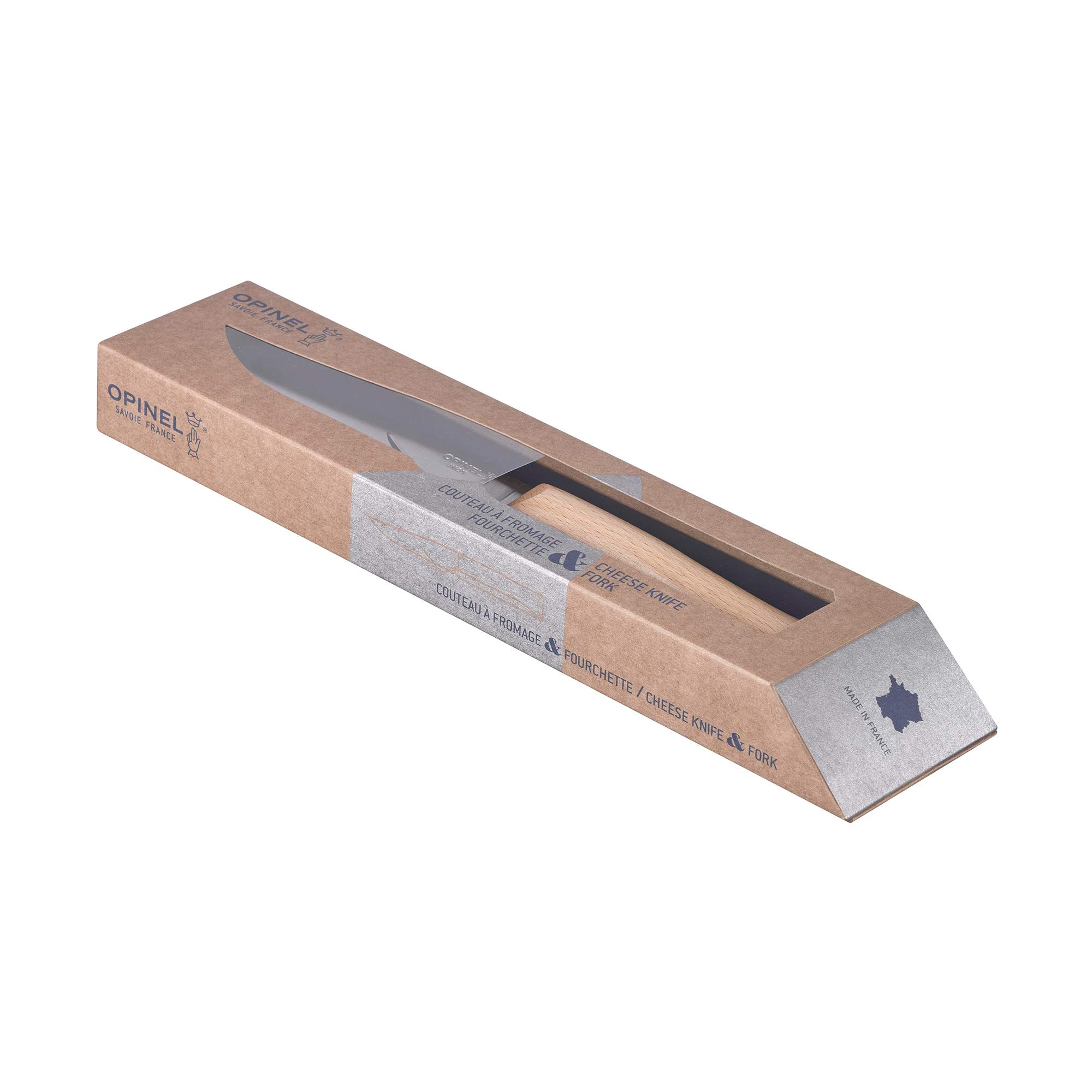 Opinel Cheese Knife and Fork Set, Dinner Parties, Fine Dining Platters, Picnics, and Everyday Use, Sustainably Harvested Beech Wood Handles, Made in France, One Size, (001834) - Image 8