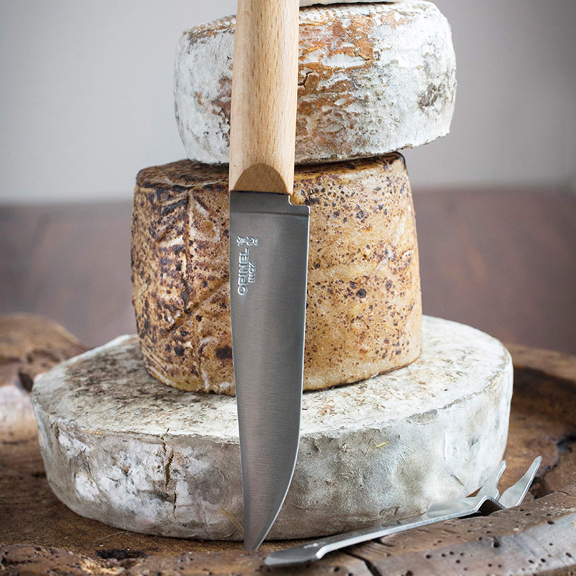 Opinel Cheese Knife and Fork Set, Dinner Parties, Fine Dining Platters, Picnics, and Everyday Use, Sustainably Harvested Beech Wood Handles, Made in France, One Size, (001834) - Image 9