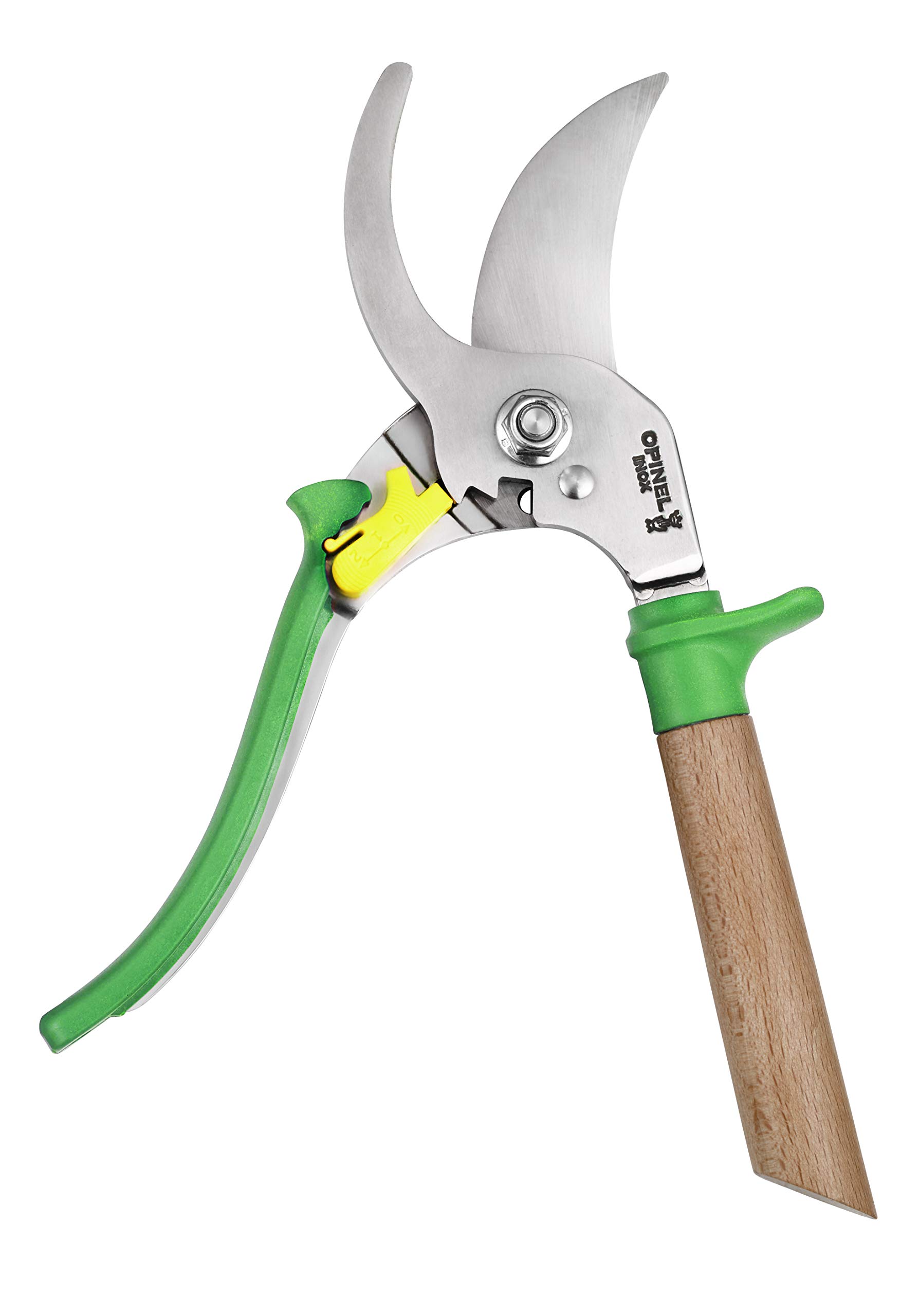 Opinel Hand Pruning Shears with non-slip beech wood handle perfect for bypass trimmers, garden, hedge, lawn clippers or hand scissors with stainless steel blade (Green) - Image 3