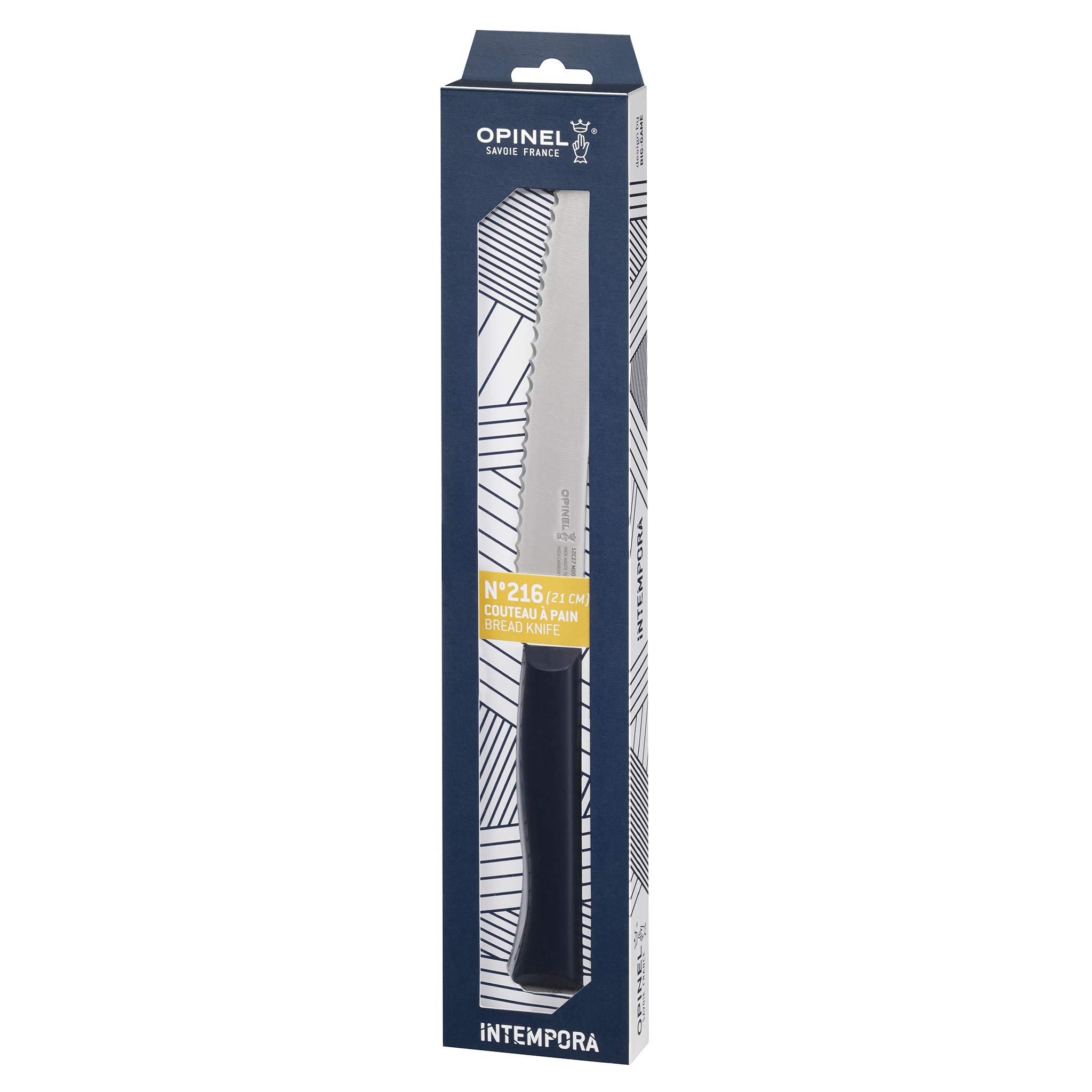 Opinel Intempora Bread Knife – Serrated, Curved Blade for Slicing Bread and Tough Rinds, High Carbon Sandvik Steel Blade, Made in Portugal, Silver,One Size,254528 - Image 3