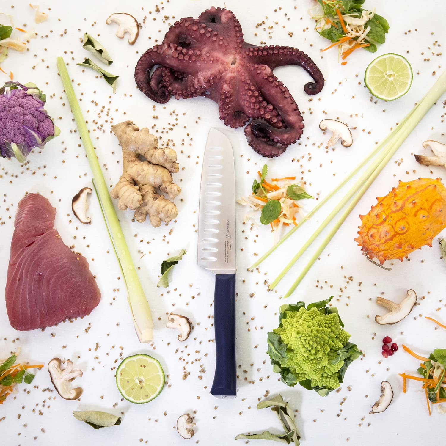 Opinel Intempora Santoku Knife – Full Tang Kitchen Knife for Slicing Vegetables, Meat, Blade Divots to Prevent Sticking, Sandvik Steel, Made in Portugal - Image 3