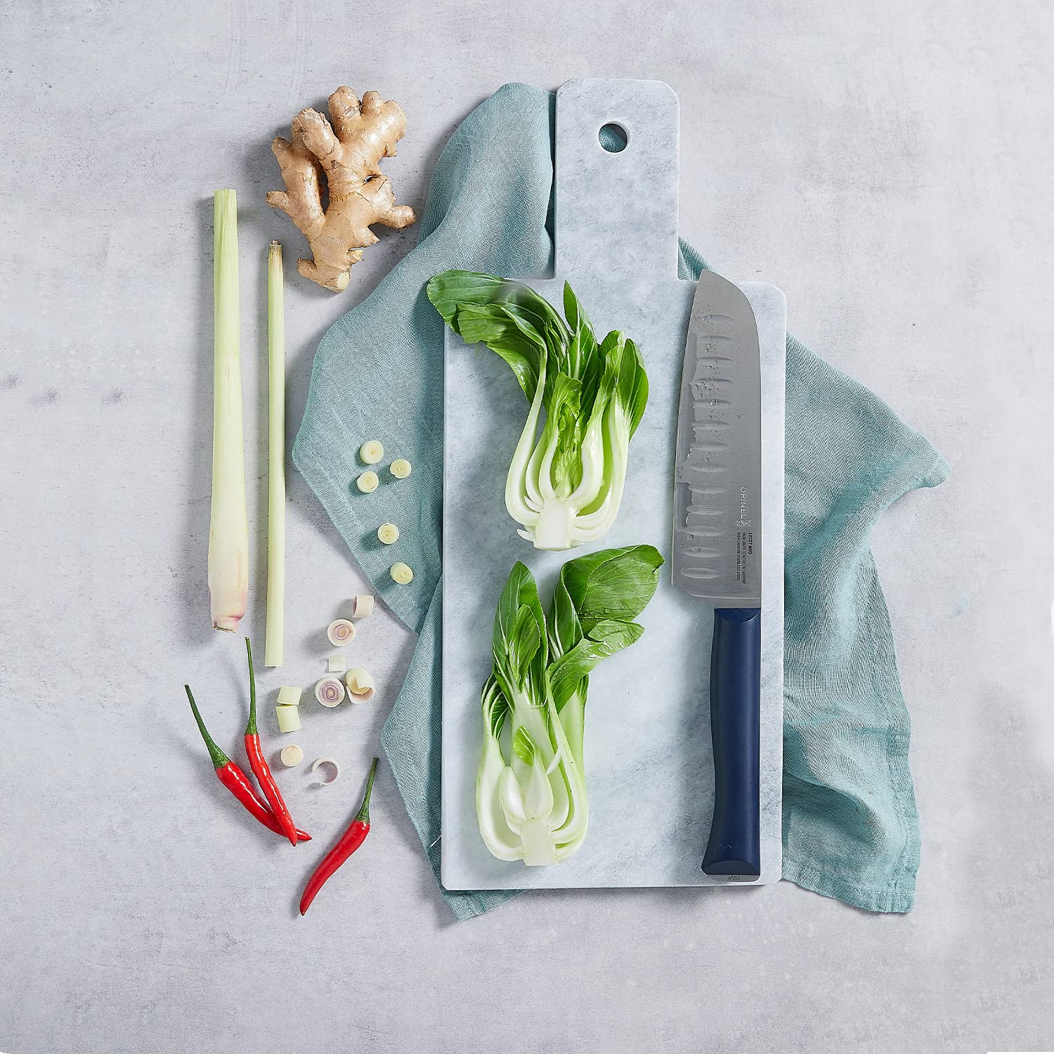 Opinel Intempora Santoku Knife – Full Tang Kitchen Knife for Slicing Vegetables, Meat, Blade Divots to Prevent Sticking, Sandvik Steel, Made in Portugal - Image 5