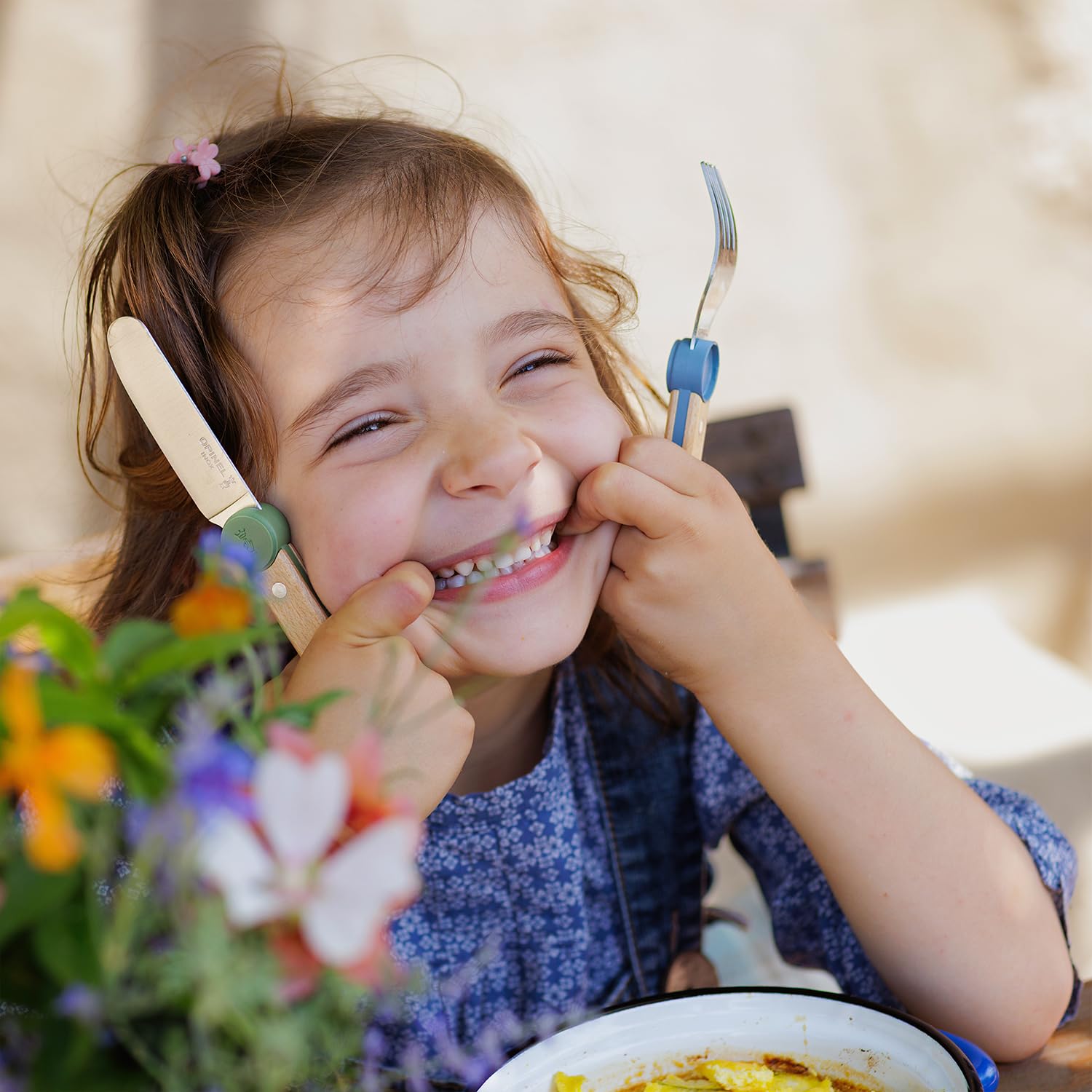 Opinel Le Petit Gourmet – 3 Piece Children’s Cutlery Set, Rounded Dull Knife, Spoon, Fork, Supports Independence at Every Meal, Montessori Tools Made in France (Olive) - Image 14