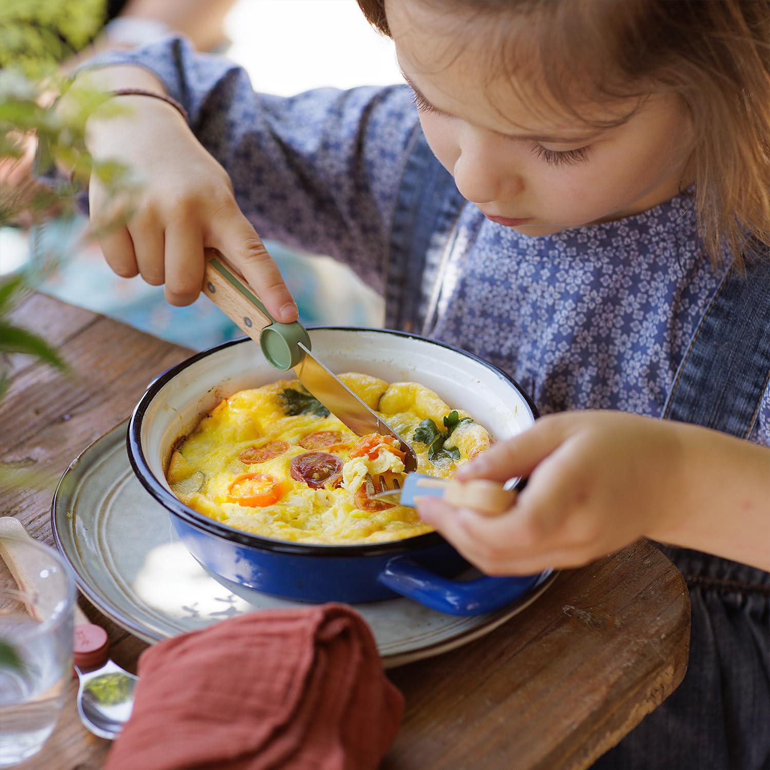 Opinel Le Petit Gourmet – 3 Piece Children’s Cutlery Set, Rounded Dull Knife, Spoon, Fork, Supports Independence at Every Meal, Montessori Tools Made in France (Olive) - Image 8