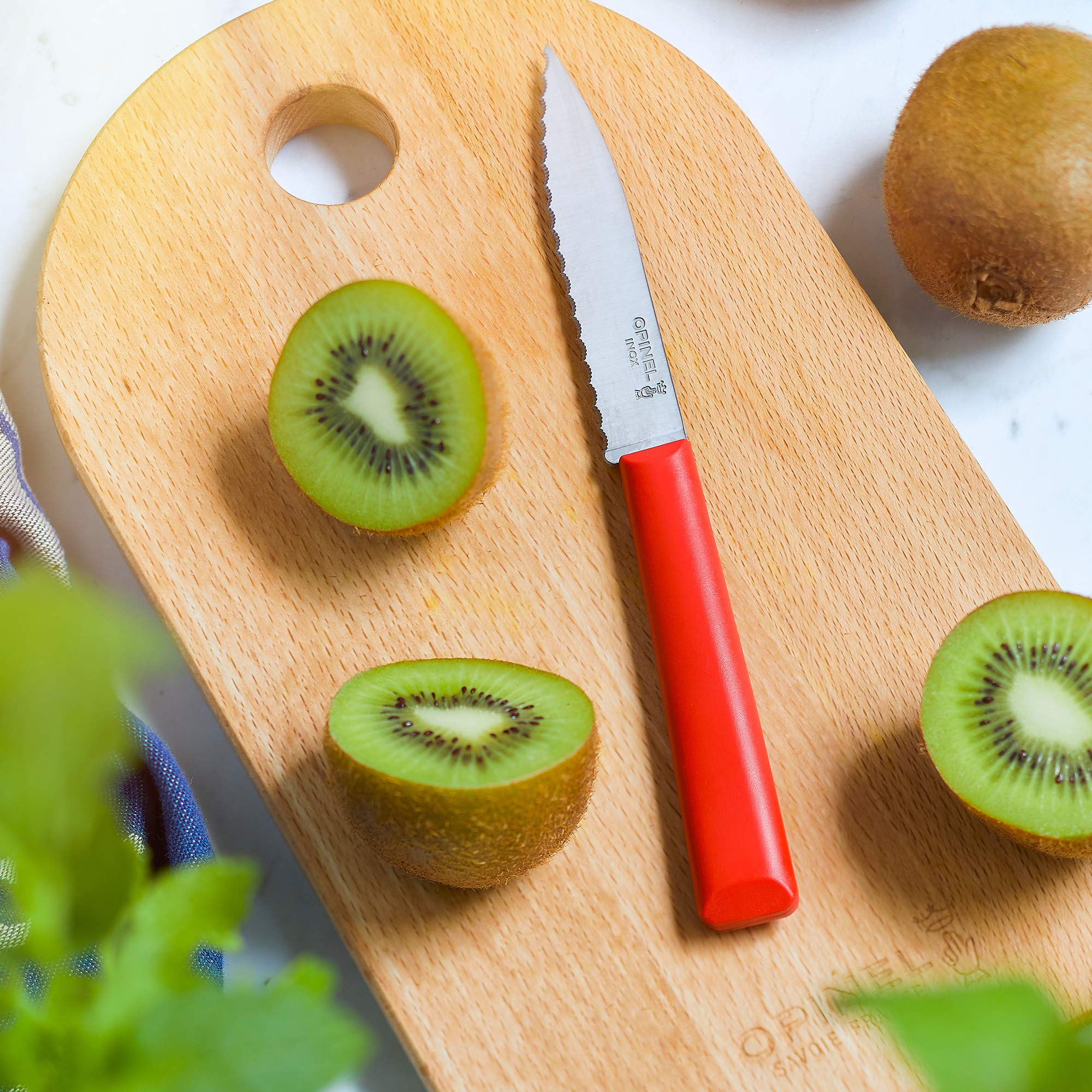 Opinel Les Essentials+ No. 313 Serrated Paring Knife, Corrosion Resistant + Dishwasher Safe, Made in France, Red - Image 5