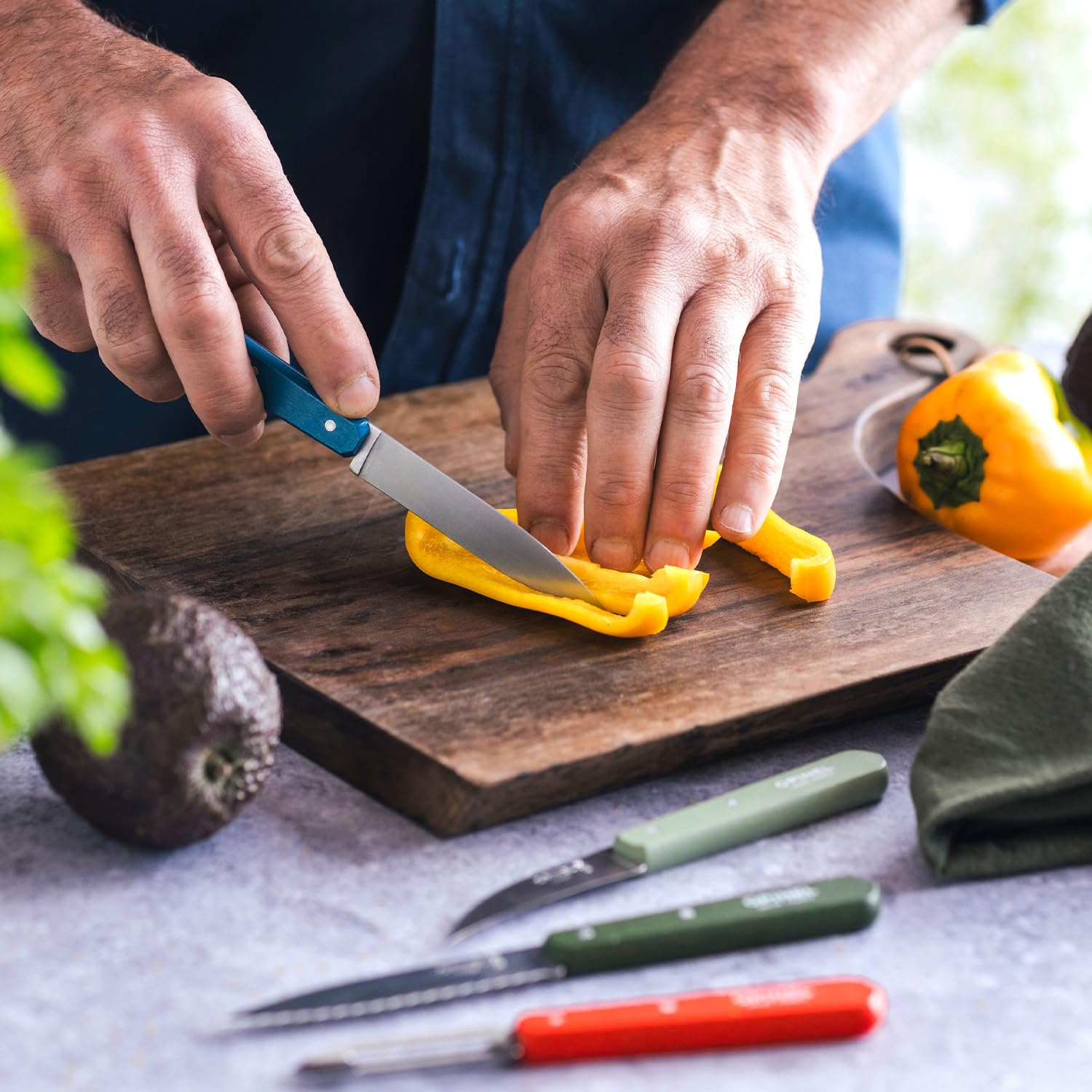 OPINEL Les Essentials - Small Kitchen 4 Piece Knife Set - Paring, Serrated, Peeler, Vegetable Knife, Corrosion Resistant High Carbon Steel, Made in France (Art Deco) - Image 10