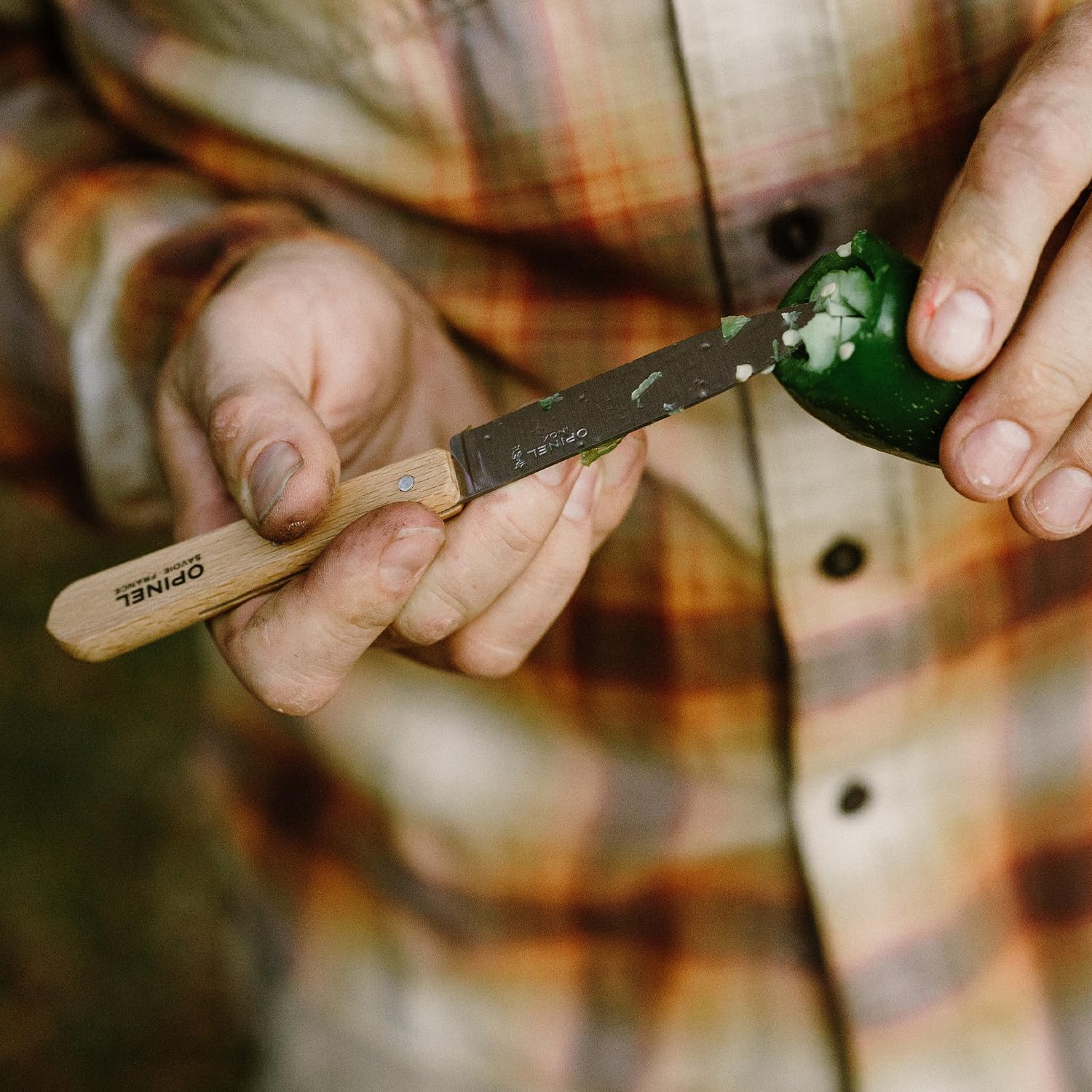 OPINEL Les Essentials - Small Kitchen 4 Piece Knife Set - Paring, Serrated, Peeler, Vegetable Knife, Corrosion Resistant High Carbon Steel, Made in France (Art Deco) - Image 11