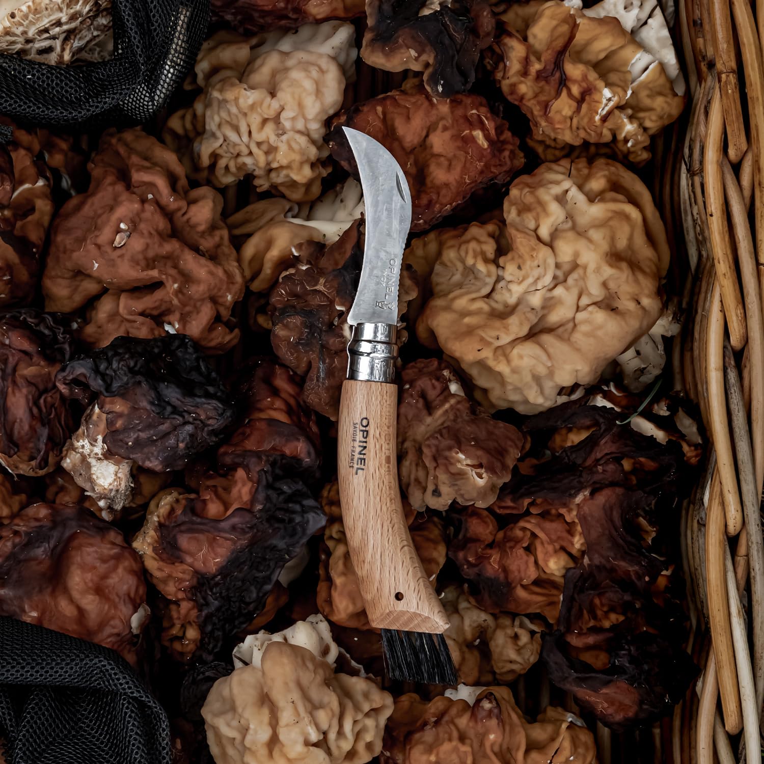 Opinel No. 08 Mushroom Knife – Pick + Clean Mushrooms, Beechwood Handle, Integrated Brush, Curved Sandvik Steel Blade, Made in France - Image 9