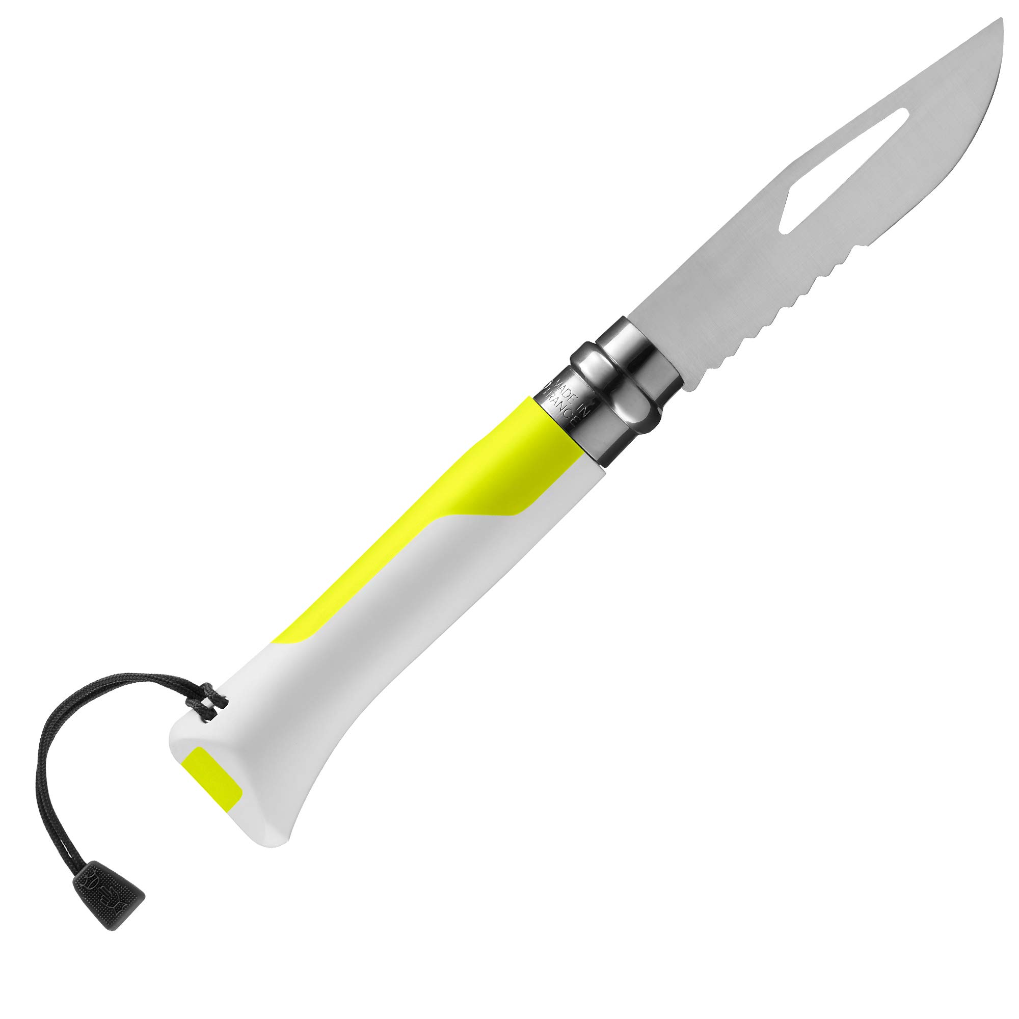 Opinel No. 08 Outdoor Folding Knife + Multitool - Partially Serrated Stainless Steel Blade, Nonslip Handle, Survival Whistle, Shackle Key - Image 3