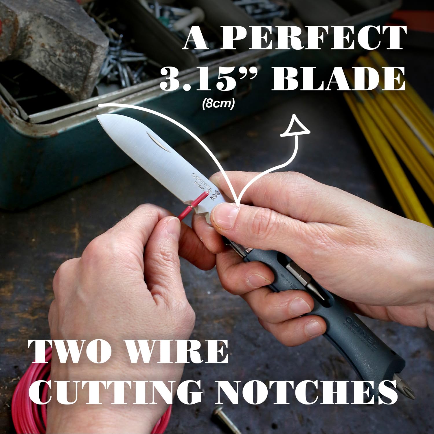 Opinel No.09 DIY - Stainless Steel Folding Pocket Knife and Multi-Tool, Wire Stripper, Screwdriver, Made in France - Image 5