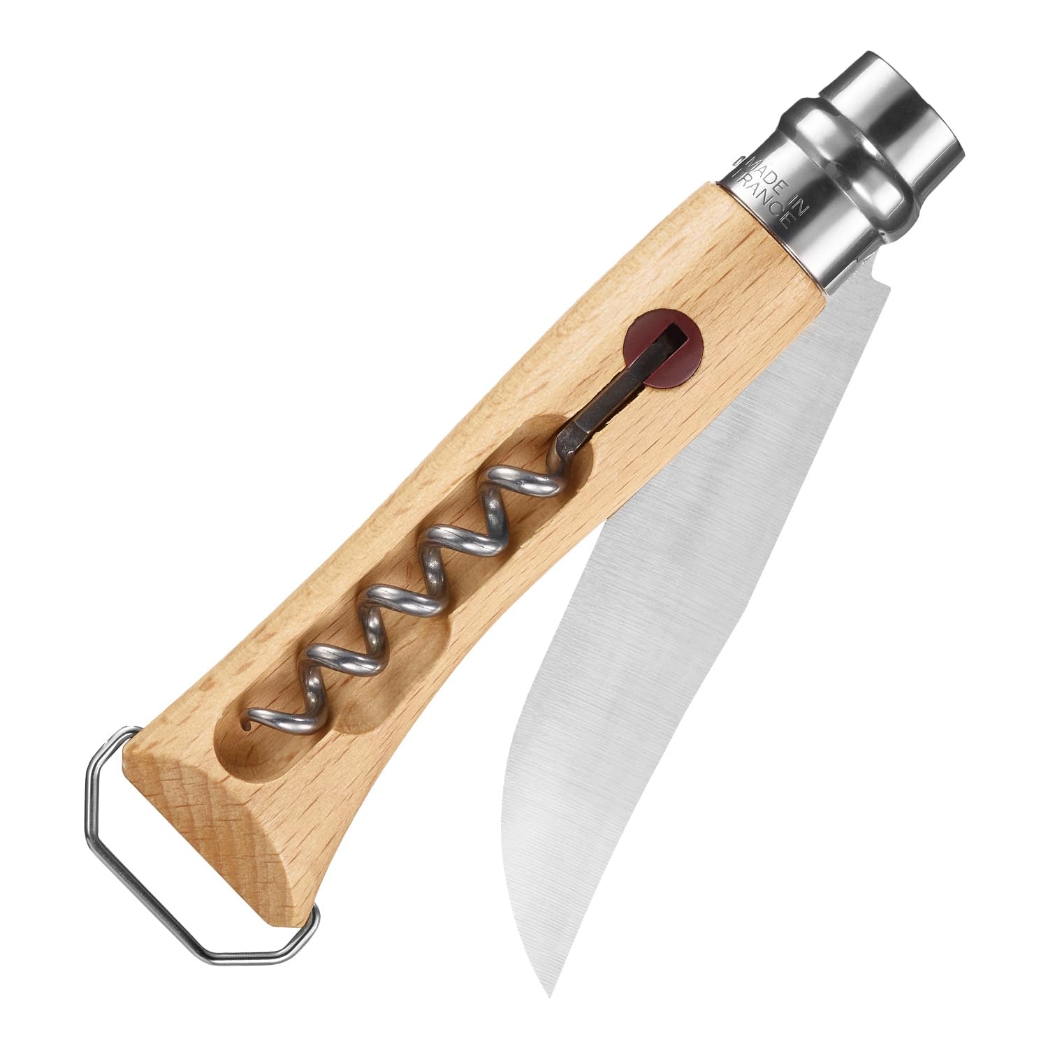 Opinel No. 10 Stainless Steel Corkscrew Wine and Cheese Folding Knife, Integrated Corkscrew + Bottle Opener, Beechwood Handle - Picnic Pocket Knife Made in France (Updated Version) - Image 10