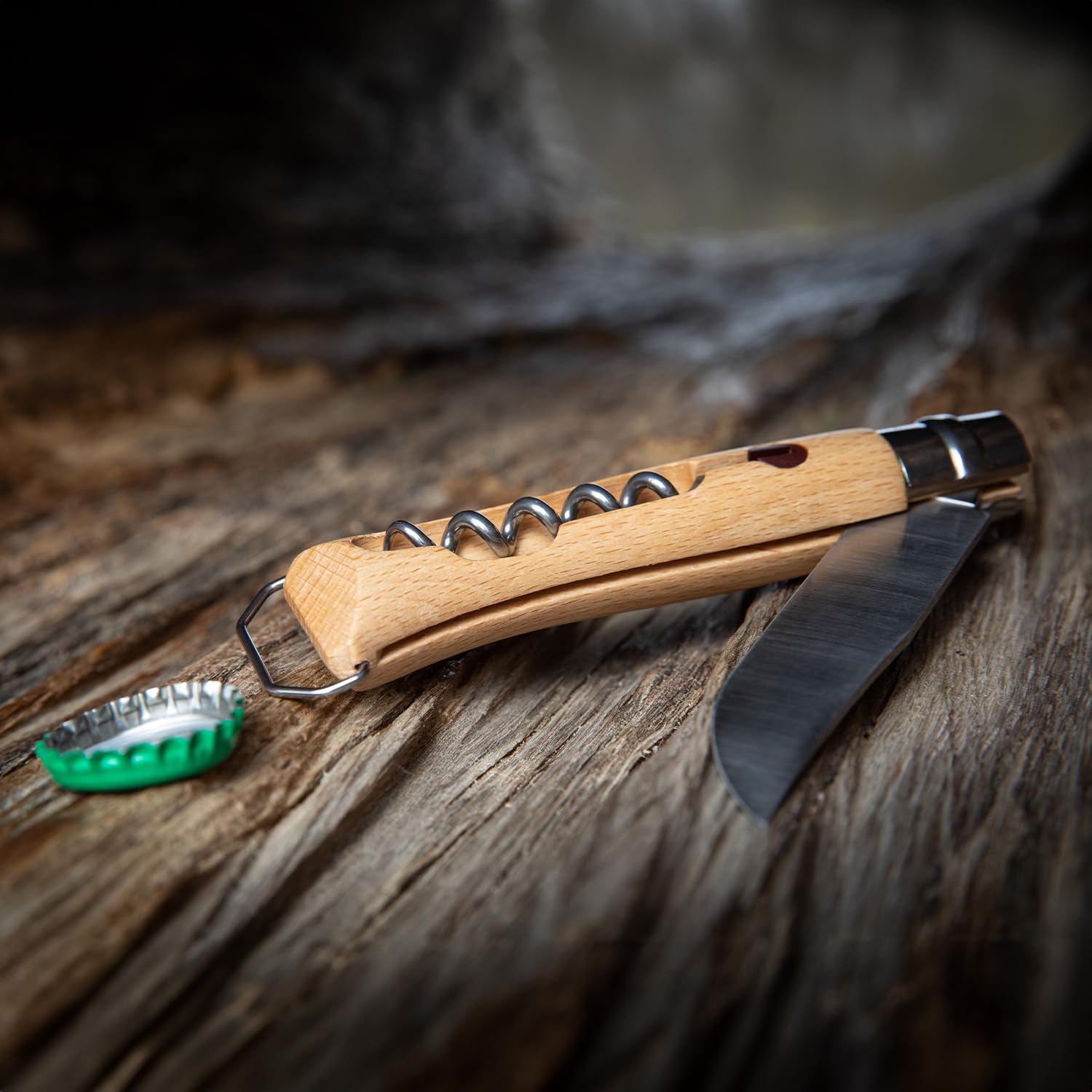 Opinel No. 10 Stainless Steel Corkscrew Wine and Cheese Folding Knife, Integrated Corkscrew + Bottle Opener, Beechwood Handle - Picnic Pocket Knife Made in France (Updated Version) - Image 6