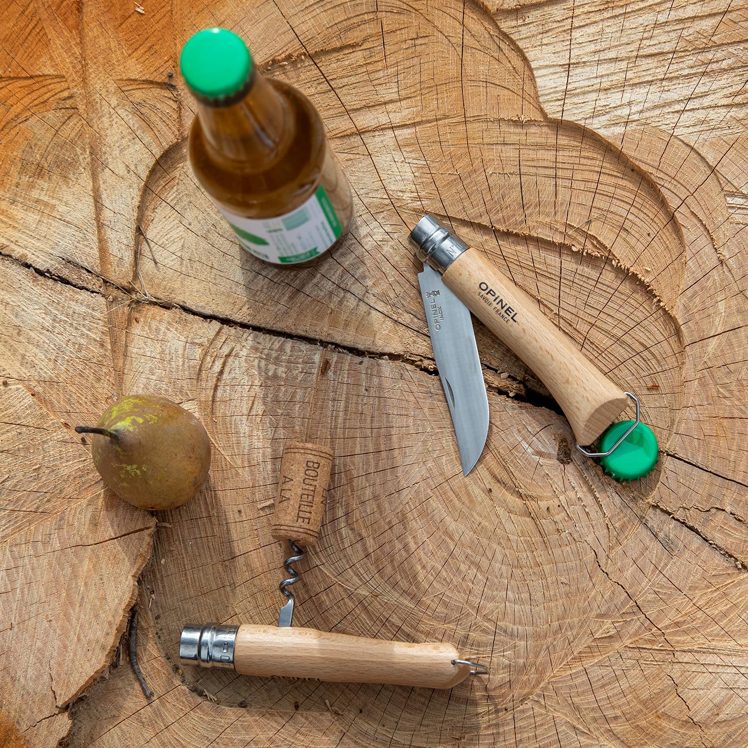 Opinel No. 10 Stainless Steel Corkscrew Wine and Cheese Folding Knife, Integrated Corkscrew + Bottle Opener, Beechwood Handle - Picnic Pocket Knife Made in France (Updated Version) - Image 7
