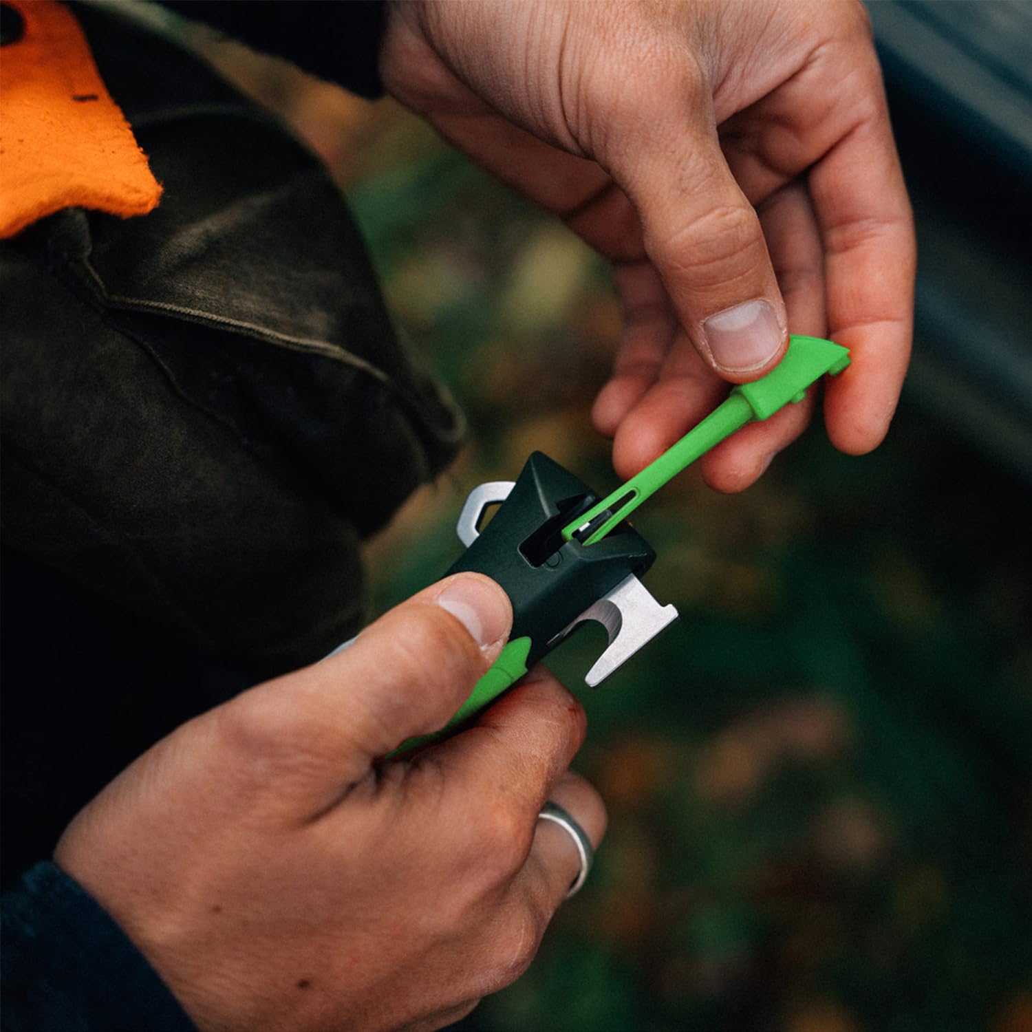 OPINEL No.12 Explore with Tick Remover, Bushcraft Survival Outdoor Camping Knife, Integrated Whistle, Cutting Hook, Made in France (Green) - Image 4