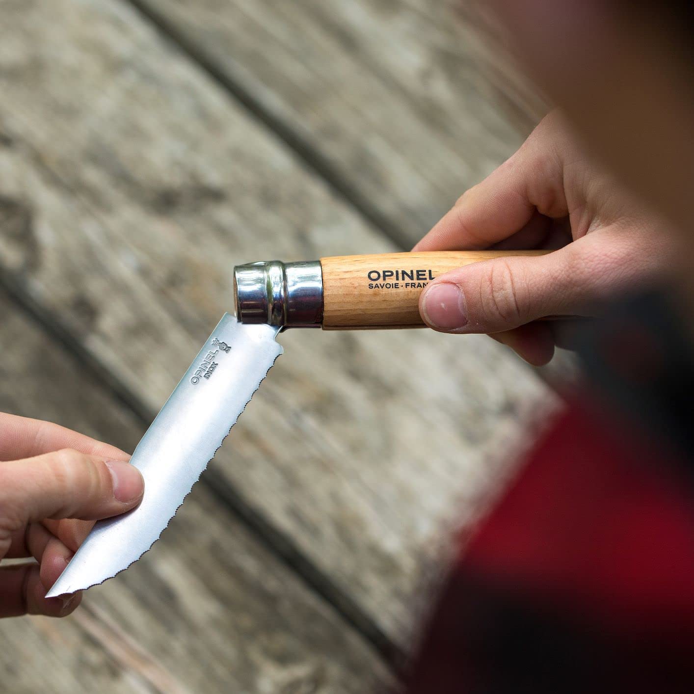 Opinel No.12 Serrated Blade Folding Knife and Kitchen Tool - Outdoor Camp Kitchen Folding Knife - Image 6