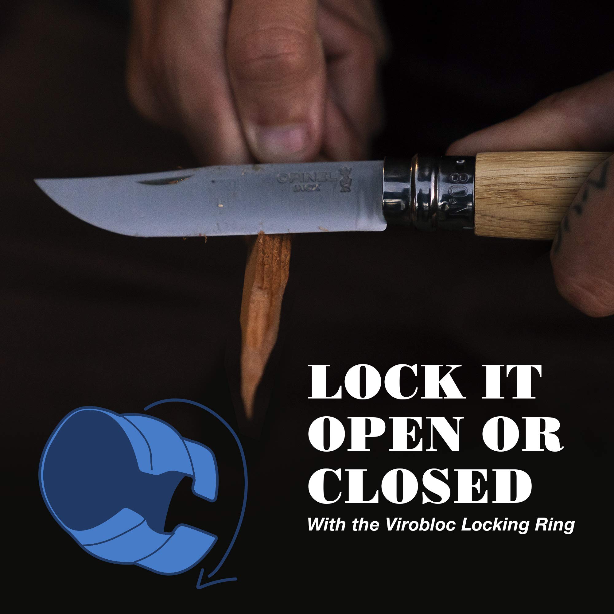 Opinel No. 8 Engraved Oak Handle Folding Knife, Animalia Collection, Stainless Steel Blade, Made in France - Image 4