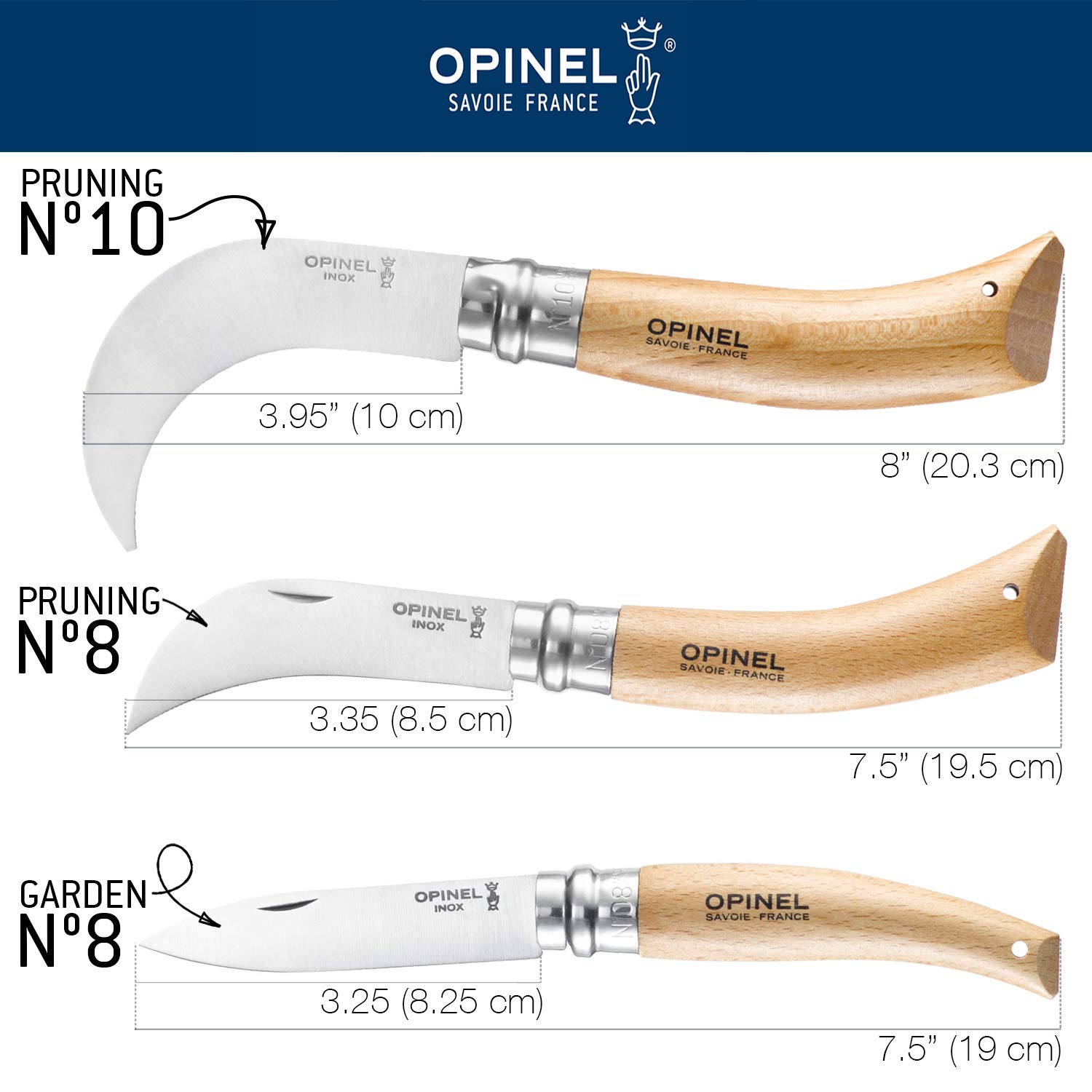 Opinel No. 8 Pruning Folding Knife - Stainless Steel for Pruning, Grafting, Harvesting, Gardening, and Everyday Use - Image 3