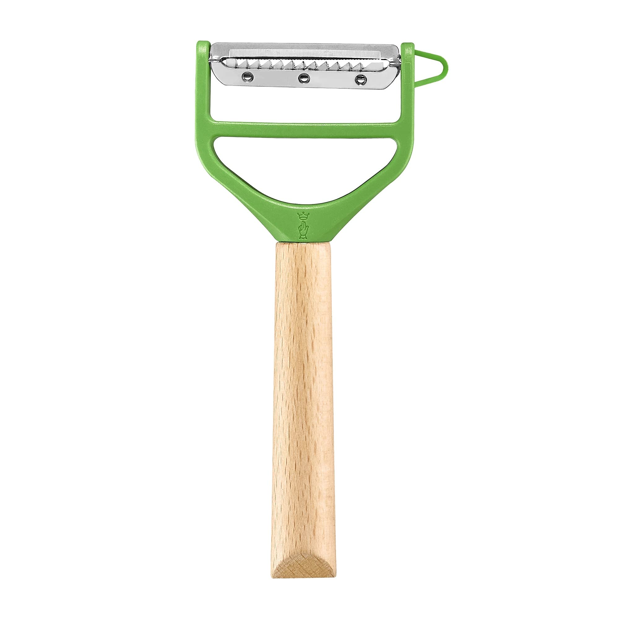 OPINEL - T-Duo Wooden Handle Peeler - Stainless Steel Blades - Comfortable Grip - 1 Micro-Serrated Blade for Peeling + 1 Blade for Preparing Vegetables (Green) - Image 3