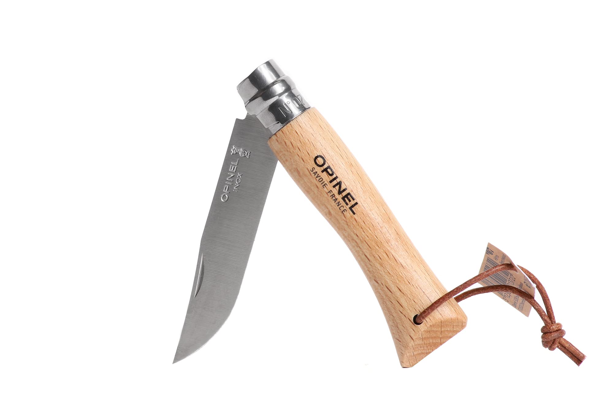 Opinel Trekking Series - Stainless Steel Everyday Carry Folding Pocket Knife with Leather Strap, Beech Wood Handles - Image 3